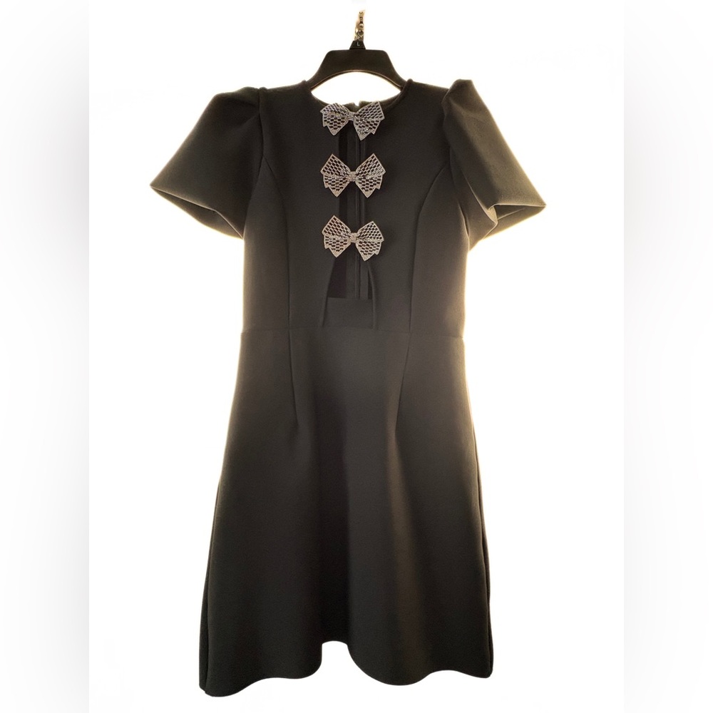 Black Dress with Bow Accents
